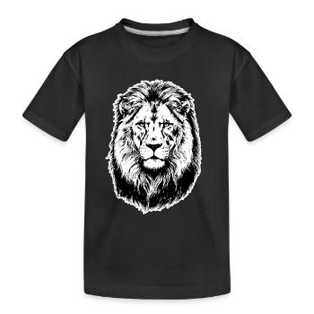 Portrait Lion Roi de la Savane - T-shirt bio Premium Enfant - noir - Devant