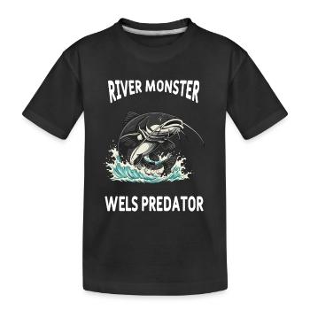 Pêche Rivière Silure Poisson Chat - T-shirt bio Premium Enfant - noir - Devant