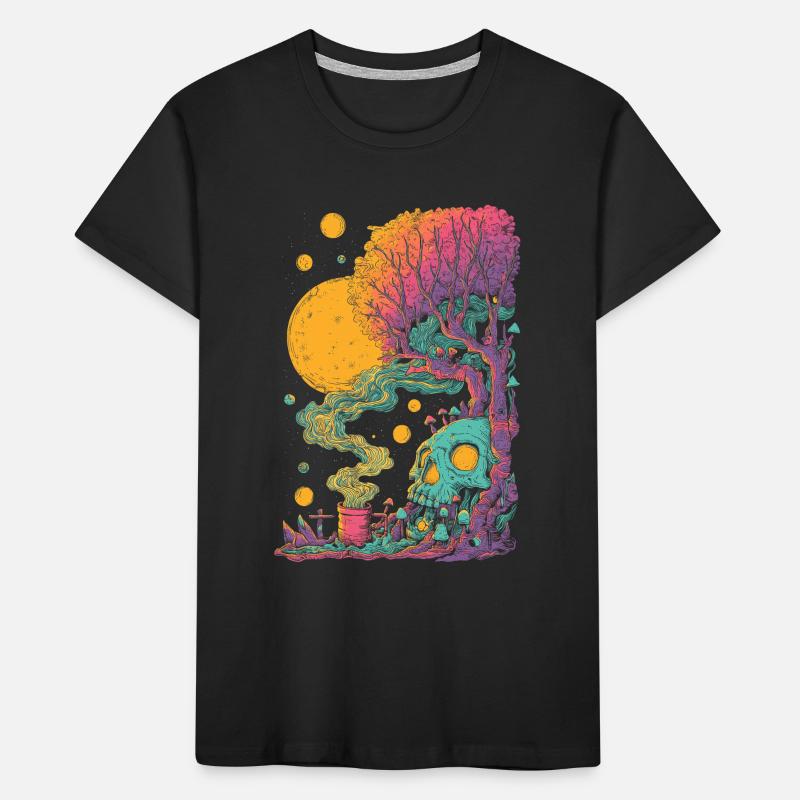 Psychedelic tree skull in the cosmos Kids' Premium Organic T-Shirt