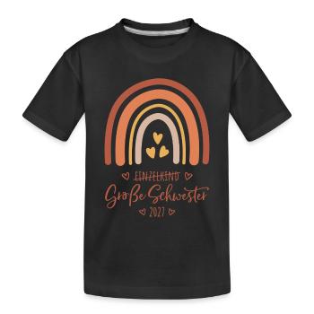 Große Schwester 2027 Boho Regenbogen  - Kinder Premium Bio T-Shirt - Schwarz - Vorne
