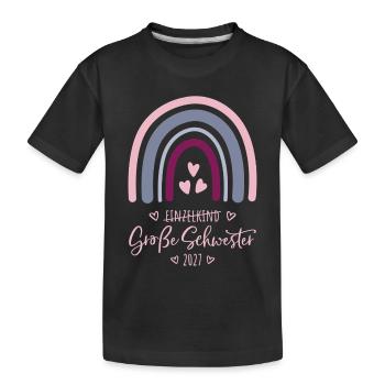 Große Schwester 2027 Boho Regenbogen - Kinder Premium Bio T-Shirt - Schwarz - Vorne
