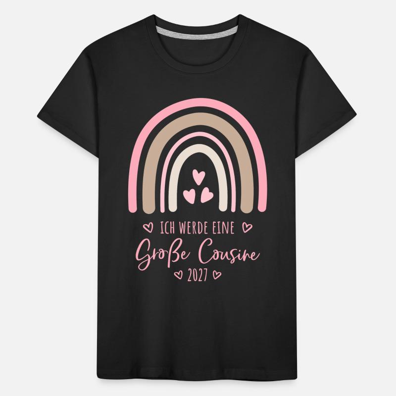 Ich werde eine Große Cousine 2027 Boho Regenbogen Kinder Premium Bio T-Shirt