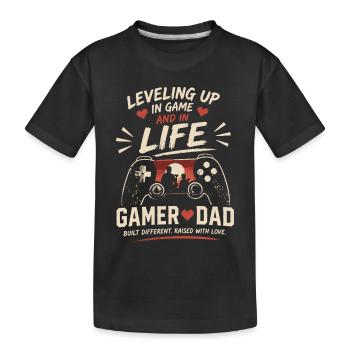 Gamer Dad: Level up in Game und Leben - Kinder Premium Bio T-Shirt - Schwarz - Vorne