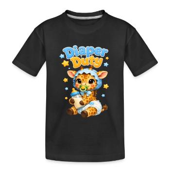 Bébé girafe de service couche - T-shirt bio Premium Enfant - noir - Devant