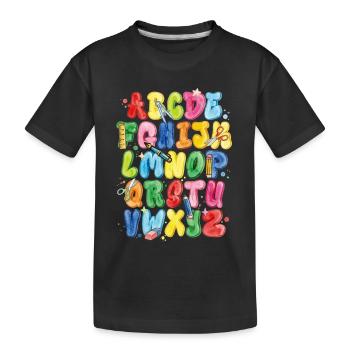 Alphabet aquarelle coloré pour la rentrée scolaire - T-shirt bio Premium Enfant - noir - Devant