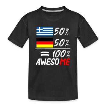 50% Griechisch 50% Deutsch - Kinder Premium Bio T-Shirt - Schwarz - Vorne