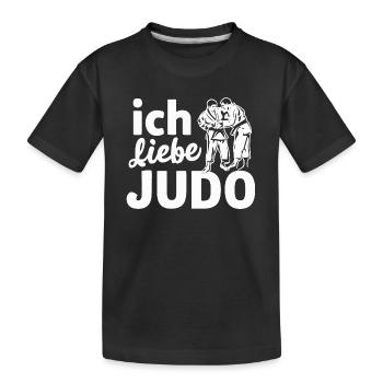 Ich Liebe Judo Kampfsport Fan Geschenkidee - Kinder Premium Bio T-Shirt - Schwarz - Vorne