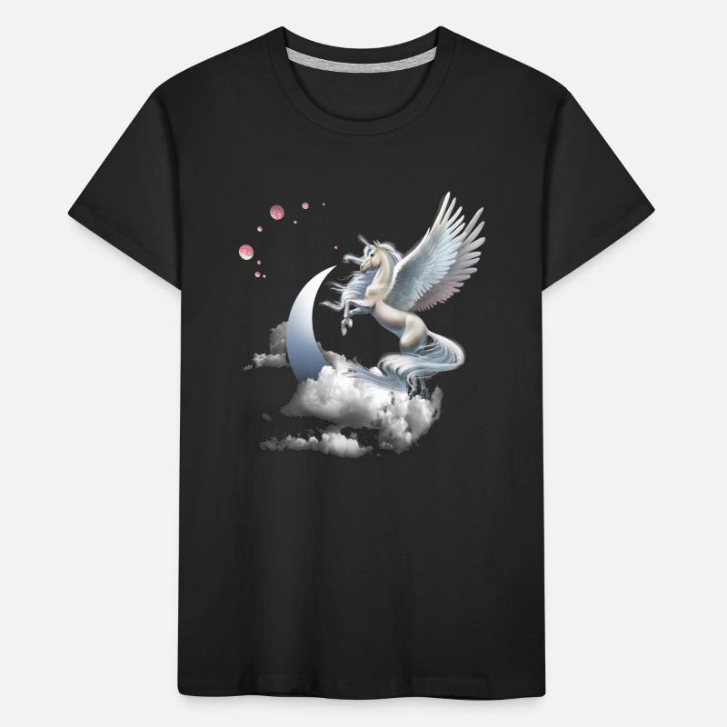 Einhorn oder Pegasus Fliegendes Pferd Kinder Premium Bio T-Shirt