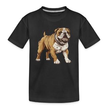 Bulldog Hund - Kinder Premium Bio T-Shirt - Schwarz - Vorne