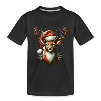 Weihnachts Rentier Xmas - Kinder Premium Bio T-Shirt - Schwarz - Vorne