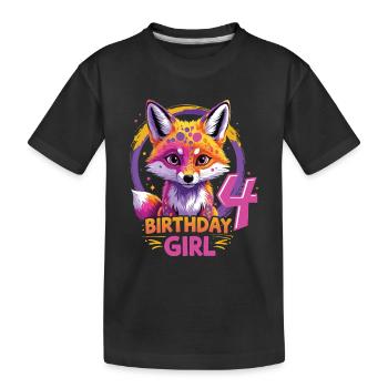 Jolie fille motif anniversaire renard 4 ans - T-shirt bio Premium Enfant - noir - Devant