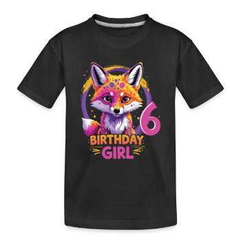 Mignon Fille Motif Anniversaire Renard 6 ans - T-shirt bio Premium Enfant - noir - Devant