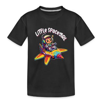 Spacegirl kleine Astronautin in buntem Raumschiff - Kinder Premium Bio T-Shirt - Schwarz - Vorne