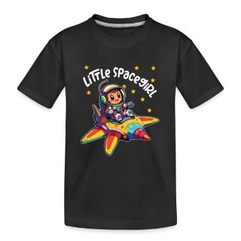 Spacegirl kleine Astronautin in buntem Raumschiff - Kinder Premium Bio T-Shirt - Schwarz - Vorne