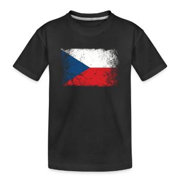 Czech Republic Czech Flag Vintage - Kids' Premium Organic T-Shirt - black - Front