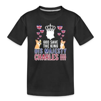Britischer König Krönung Charles England Flagge - Kinder Premium Bio T-Shirt - Schwarz - Vorne