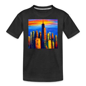 Gratte-ciel de New York au coucher du soleil - T-shirt bio Premium Enfant - noir - Devant