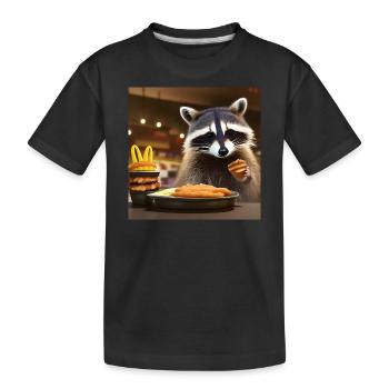 Waschbär im Fastfood Restaurant - Kinder Premium Bio T-Shirt - Schwarz - Vorne