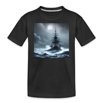 Schiff im Sturm bei Vollmond - Kinder Premium Bio T-Shirt - Schwarz - Vorne