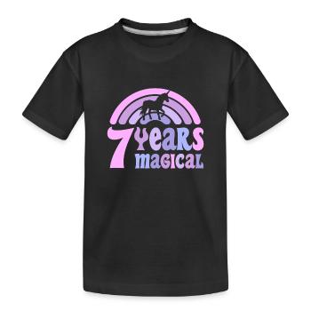 Fille d’anniversaire 7 ans petite licorne - T-shirt bio Premium Enfant - noir - Devant