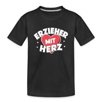 ErzieherHerz Dankeschön Anerkennung Liebe Beruf - Kinder Premium Bio T-Shirt - Schwarz - Vorne