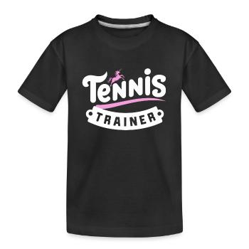 Tennis-Einhorn-Frau-Trainer - Kinder Premium Bio T-Shirt - Schwarz - Vorne