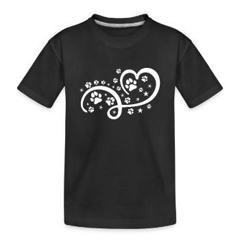 Herz mit Pfötchen und Sternen - Kinder Premium Bio T-Shirt - Schwarz - Vorne