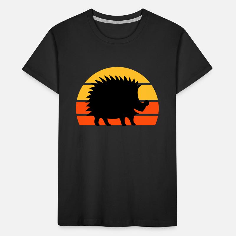 Hérisson heureux devant un demi-soleil T-shirt bio Premium Enfant