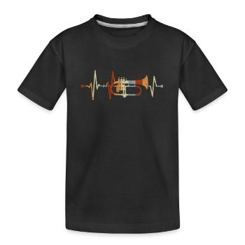 Flügelhorn Herzschlag Orchester Musiker Blasmusik - Kinder Premium Bio T-Shirt - Schwarz - Vorne