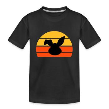 Tête de lapin avec oreille pliée devant un demi-soleil - T-shirt bio Premium Enfant - noir - Devant