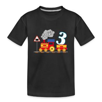Troisième anniversaire, enfin 3 ans - T-shirt bio Premium Enfant - noir - Devant