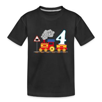Quatrième anniversaire, enfin 4 ans - T-shirt bio Premium Enfant - noir - Devant