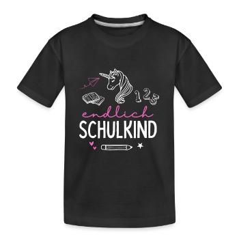 Schulkind 2024 Einhorn 1. Klasse Herz Einschulung - Kinder Premium Bio T-Shirt - Schwarz - Vorne