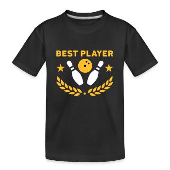 Meilleur joueur (quilles, boule de bowling, étoiles) - T-shirt bio Premium Enfant - noir - Devant