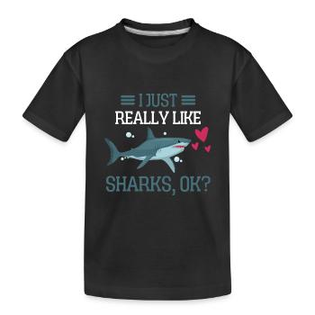 Predator Ocean Animal Gift Funny Shark - Kids' Premium Organic T-Shirt - black - Front
