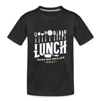 Mittagessen Täglich ein Lächeln servieren - Kinder Premium Bio T-Shirt - Schwarz - Vorne