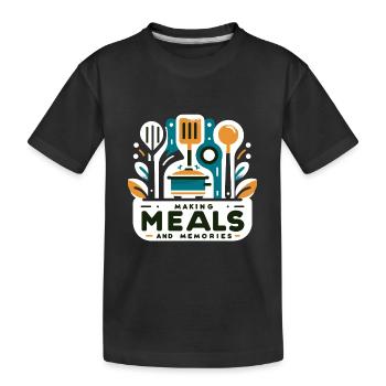 Mahlzeiten und Erinnerungen schaffen - Kinder Premium Bio T-Shirt - Schwarz - Vorne