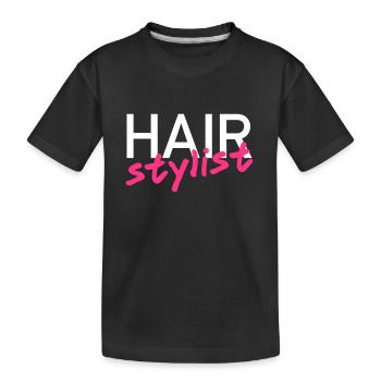 Hairstylist (Schrift schräg) - Kinder Premium Bio T-Shirt - Schwarz - Vorne