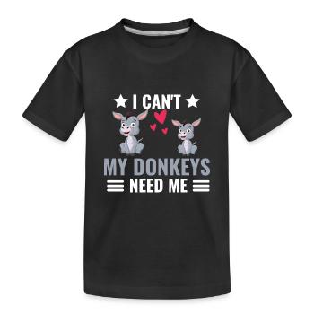 Ich kann nicht Tierliebhaber Geschenk Tier Esel - Kinder Premium Bio T-Shirt - Schwarz - Vorne