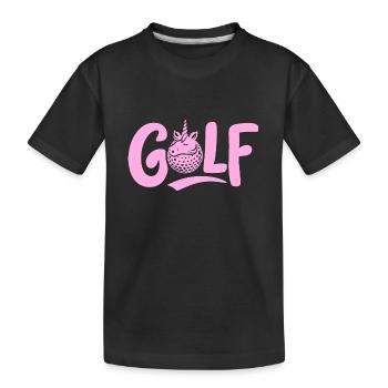 Golf-Einhorn Shirt Cap Ball Fan Unique - Kinder Premium Bio T-Shirt - Schwarz - Vorne