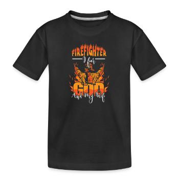 Feuerwehr Präsent Feuerwehrmann Papa Notruf Sirene - Kinder Premium Bio T-Shirt - Schwarz - Vorne