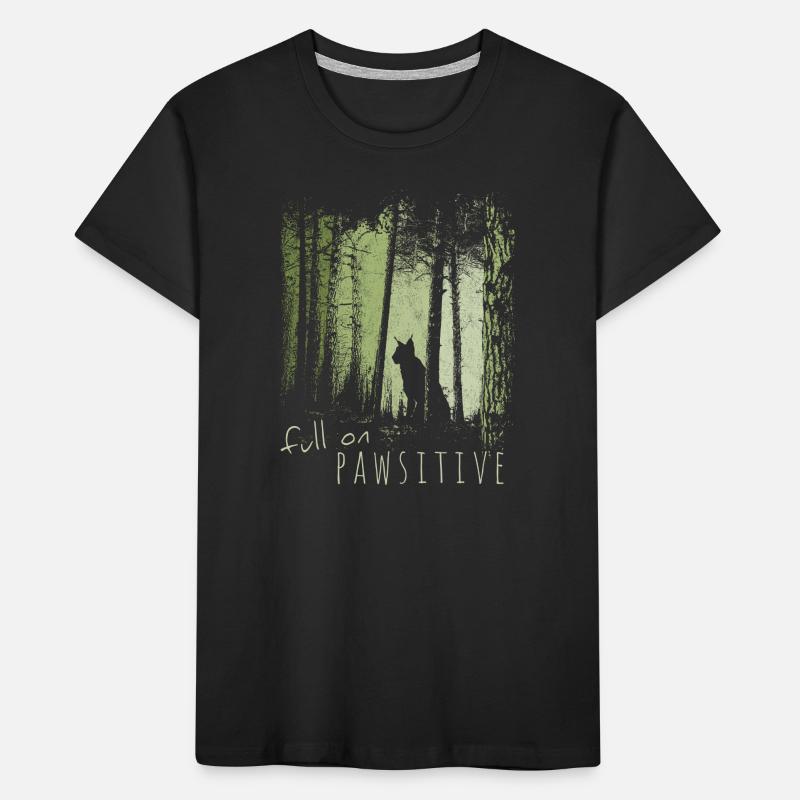 Full On Pawsitive! Luchs Silhouette Wildkatze Wald Kinder Premium Bio T-Shirt