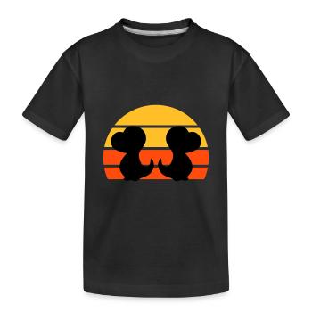 Zwei Dinosaurierbabys vor Halbsonne - Kinder Premium Bio T-Shirt - Schwarz - Vorne