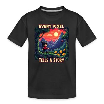 Every Pixel Tells a Story - Retro Gaming - Kids' Premium Organic T-Shirt - black - Front