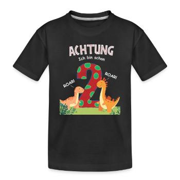 Bunte Dinosaurier ich bin schon 2 - Kinder Premium Bio T-Shirt - Schwarz - Vorne