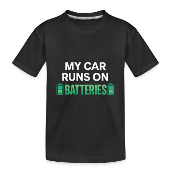 Mein Auto wird mit Batterien betrieben - Kinder Premium Bio T-Shirt - Schwarz - Vorne