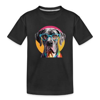 Deutsche Dogge Dogge Hund Bunte Brille - Kinder Premium Bio T-Shirt - Schwarz - Vorne