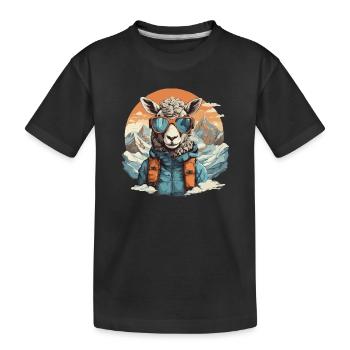 Coolness in den Bergen mit Skibrille - Kinder Premium Bio T-Shirt - Schwarz - Vorne