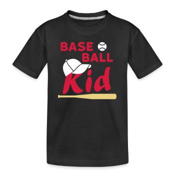 Baseball kid (Spielball, Kappe, Baseballschläger) - Kinder Premium Bio T-Shirt - Schwarz - Vorne
