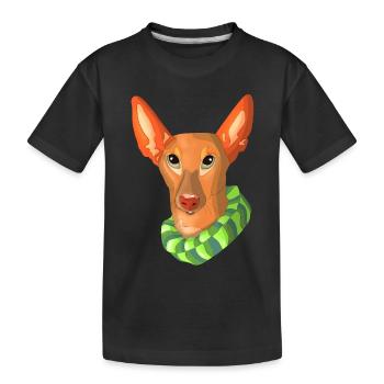 Porträt Hund Podenco - Kinder Premium Bio T-Shirt - Schwarz - Vorne